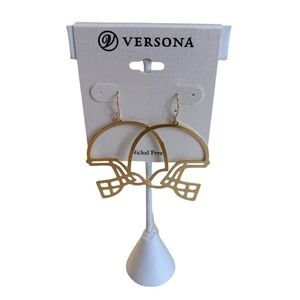 Gold Tone Cutout Helmet Earrings. Perfect to wear to any game!